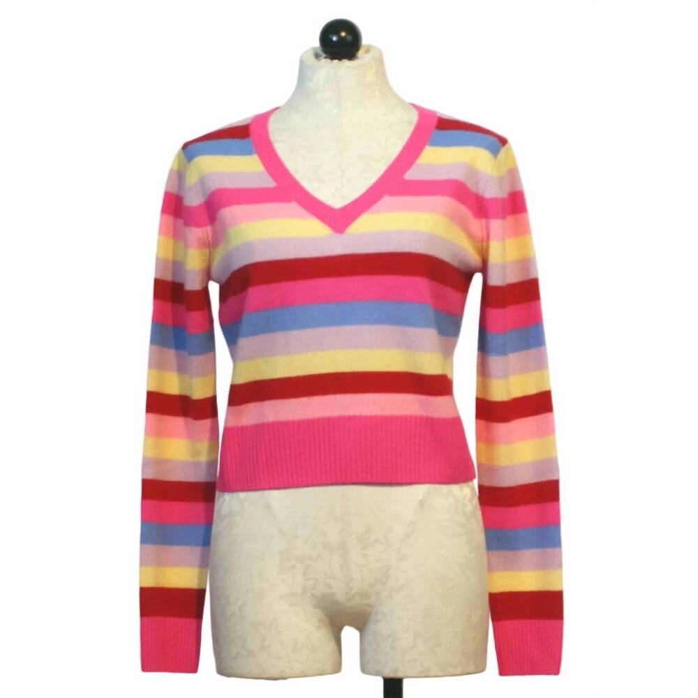 NEW COLORUSH women's womad v neck top in hypnotic stripe